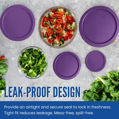 Replacement Lid for Pyrex 5" Storage Plastic Cover 2 Cup Bowl 7200-PC Purple (10-Pack)...