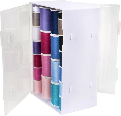 SINGER Double-Sided Thread Spool Organizer - Clear Storage Sewing Box for Embroidery, Craft Room Organization, Stackable Storage Container for Cra...