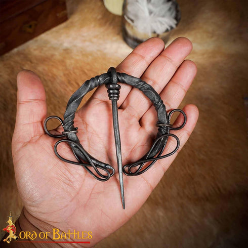 Iron Cloak Fibula with Knotted Ends Twisted Design Hand Forged Iron Functional Brooch/Clasp for Medieval Clothes LARP Cosplay Medieval Fantasy Eve...