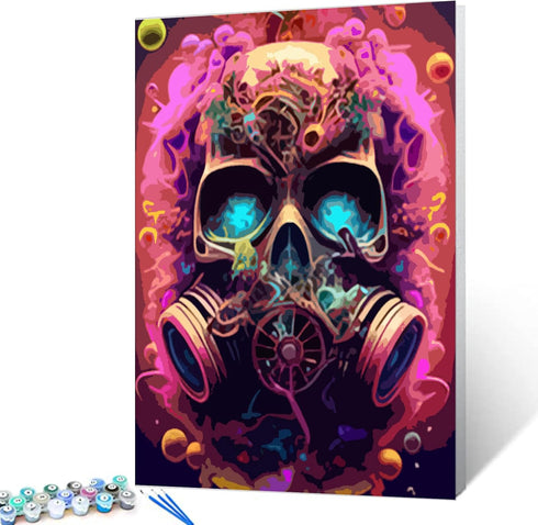 Paint by Numbers Kits Canvas DIY Oil Painting for Students,Adults Beginner with Brushes & Acrylic Pigment -Guitar Sugar Skull Day of The Dead Art ...