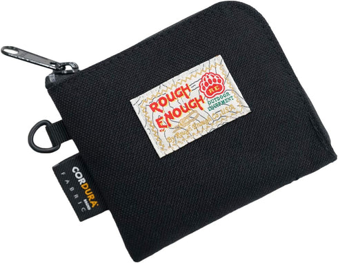 Rough Enough Small Coin Purse Pouch Slim Credit Card Holder Wallet for Men Women Teen Boys with Neck Lanyard Keychain Zipper in Black Cordura...