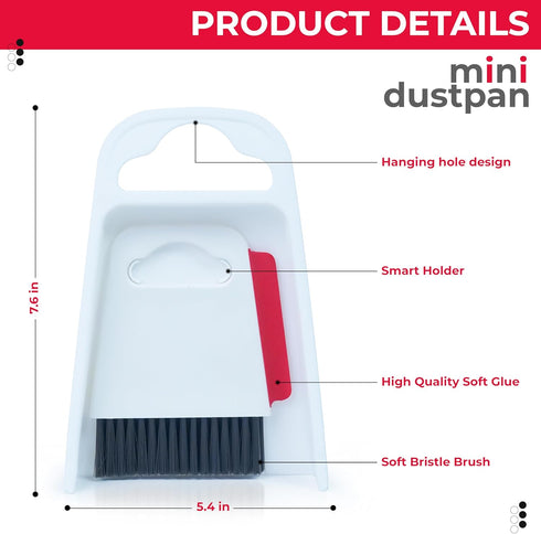 Small Broom and Dustpan Set - Compact Mini Broom with Dustpan Combo for Home, Camping, and Travel-Ideal for Small Spaces - Whisk Broom and Dust Pa...