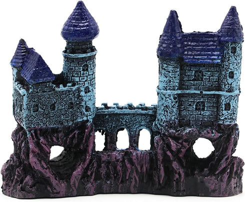 J-star Fish Tank Decorations, Aquarium Decorations Castle, Landscape Ornament Rock Resin Decoration, Safe for Freshwater and Saltwater - Blue Cast...