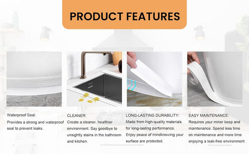 White Caulk Tape Waterproof Self Adhesive, Bathroom Caulking tape,Sealer Strip for Toilet Base Shower Wash Basin Sink, Easy to Use with Silicone C...