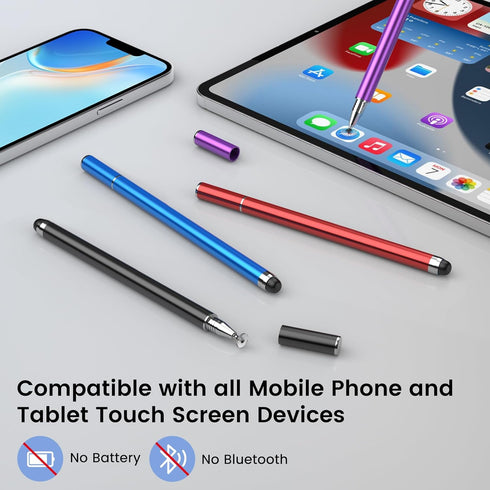 MEKO 4 Pack Stylus Pens for Touchscreens, 2-in-1 High Sensitivity&Precision Capacitive Stylus Pens for iPad iPhone Android Smartphone Tablets All ...