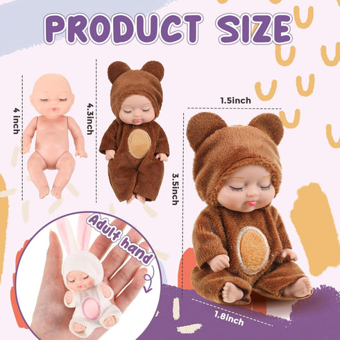 Hanaive 6 Pcs Mini Baby Dolls 4 Inch Lifelike Realistic Baby Dolls Mini Reborn Cute Baby Dolls Tiny Baby Doll Easter Egg Fillers Birthday Gifts Se...