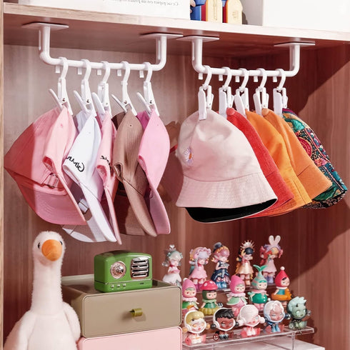 Hat Rack for Baseball Caps Adhesive Hat Hooks for Wall, Hat Hanger Storage Baseball Cap Organizer, No Drilling Strong Hat Holder for Door, Closet,...