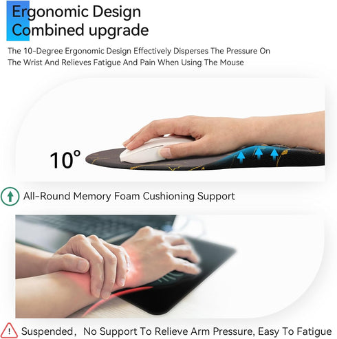Ospelelf Comfortable Mouse Pad with Wrist Rest, Computer Small Mouse Pad Ergonomic Gaming Mouse Pad with Support, Memory Foam, Non-slip PU Base fo...