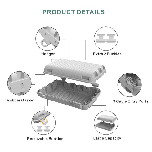 Outdoor Waterproof Electrical Cord Box, Large Extension Cord Cover Plug Protector Outlet Connection Safety Box IP54 Water-Resistant for Power Stri...