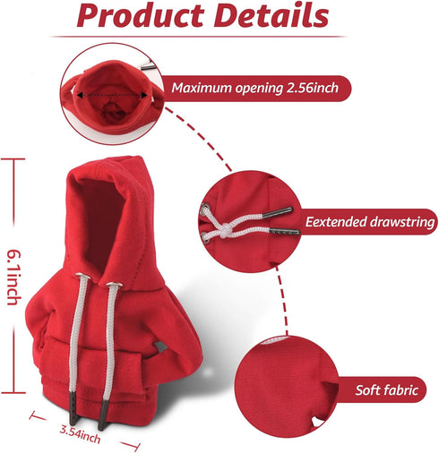 2 Pcs Car Gear Shift Hoodie,Universal Shift Knob Cover for Gear Stick Shifter, Cute Automatic Gearshift Boots Protector Covers Decor,Winter Car Ha...