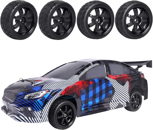 Hobbypark 4Pcs 26mm 1/10 RC Touring Car Tires & 12mm Hex Hub Wheel Rims 7 Spoke Foam Inserts for Redcat Racing HPI Tamiya HSP Exceed...
