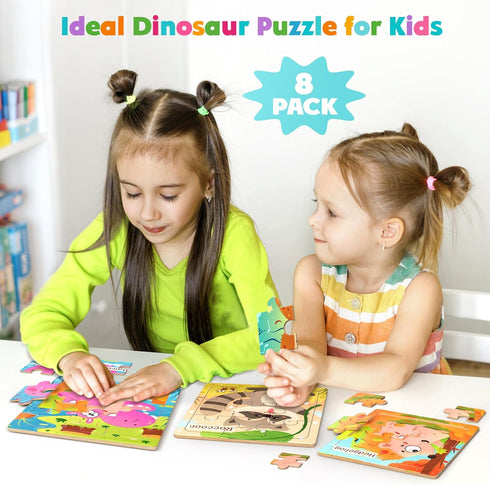 Wooden Puzzles for Toddlers, 8 PACK Animal Jigsaw Puzzles for Kids3-5, 9 Pieces Preschool Learning Activities, Learning & Educational Toys, Gift f...