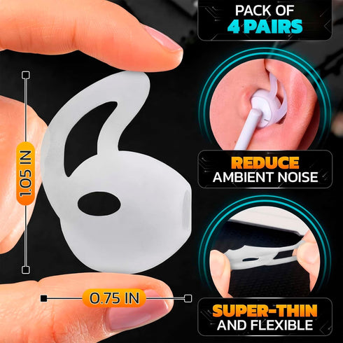 4 Pairs Silicone Ear Bud Replacement Tips - Apple Airpod Ear Hooks Earbud Tips Airpods Anti Slip Covers Earbud Replacement Tips Silicone Ear Tips ...