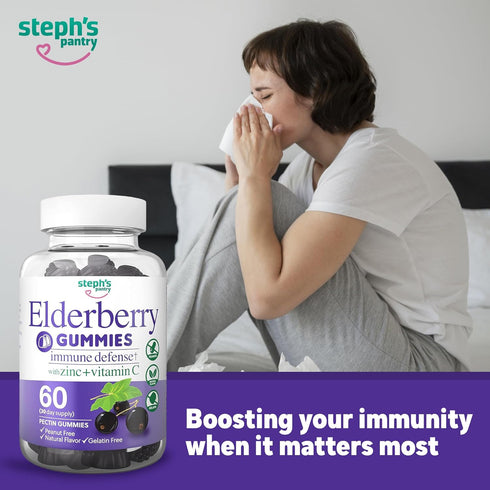 Elderberry Gummies with Vitamin C and Zinc - Immune Booster Elderberry Gummies For Adults and Kids - Vegan Natural Ingredients Defense Multivitami...