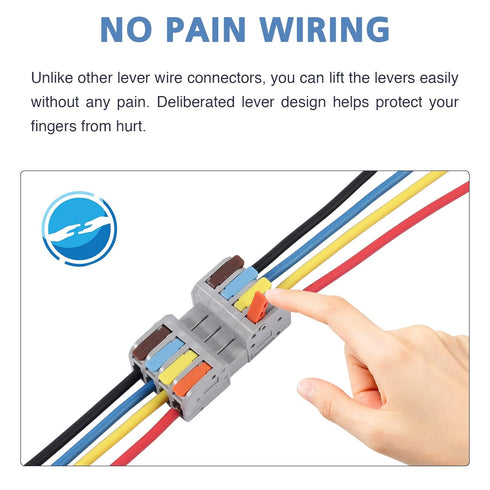 8 Pcs Pluggable Wire Connectors for AWG 24-12, Hand Protecting 4 Conductor Push-in Lever Wire Connectors, Reusable Electrical Connectors, Wire Spl...