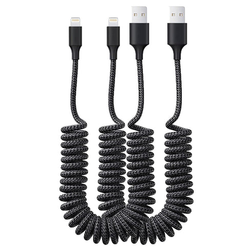 Coiled Lightning Cable, iPhone Charger Cable 4.9FT for Car, 4.9 Feet Lightning Cord Compatible with iPhone14/13/12/11 Pro Max/XS MAX/XR/XS/X/8/7/P...
