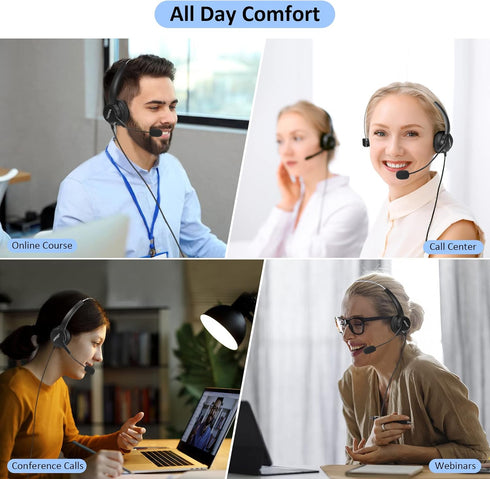 AGPTEK® Hands-Free Call Center Noise Cancelling Corded Monaural Headset USB Headset with Microphone for PC Headphone with Mic Mircrophone - Cord w...