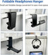 Weiyichuang Desk Headphone Hanger,Headphone Stand, Headphone Foldable Hanger Adjustable Headset Stand Clamp Mount Desk Hook...