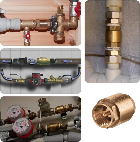 Brass One Way Check Valve 1/2 inch Backflow Preventer Female NPT Thread For Plumbing and Industrial Applications 0,5" Float Reinforced Valve For W...