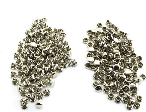 120pcs 6x6mm Silver Double Cap Rapid Rivets Round Head Decorative Rivets DIY Leather Craft Studs 1/4 inch...