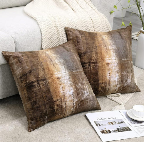 ONELZ Brown Throw Pillows and Grey Throw Pillows Decorative Pillow Covers for Couch Two Sides Printed, Fashion Style Zippered Cushion 18 X 18 Pill...