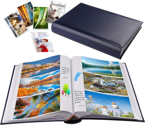 Photo Album 4x6 Photos Hold 402 Pockets with Memo Slip-in Pockets Photo Book, Leather Cover Picture Albums with Writing Space for Wedding Family V...