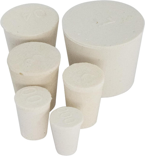 White Tapered Shaped Solid Rubber Stopper, Size 3#" 0.9x0.7x1inch / 23x17x26mm, 10 per package...