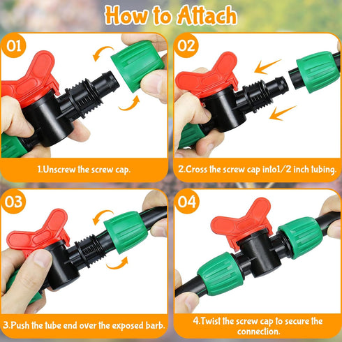 10 Pack Drip Irrigation Valve for 1/2 Inch Drip Tubing (1/2" ID x 0.65" OD)?1/2'' In-line Locked Barbed Ball Valve Drip Line Shut Off Valve Parts ...