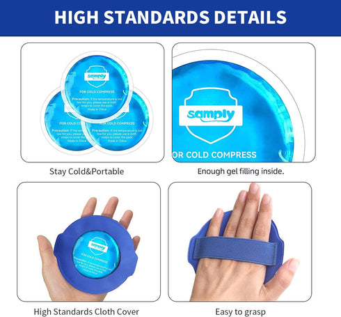 samply Small Gel Ice Packs for Boo Boos, Cold Packs for Injuries Reusable Pain Relief, Headaches and Toothaches,Eyes, Face, 5 Pack Mini Round Ice ...