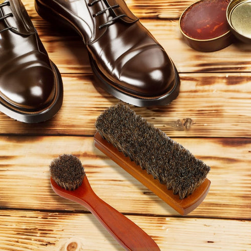 Shoe Brush, Shoe Cleaning Brush, 2 Pieces Horsehair Shoe Brush, Boot Brush, Horse Hair Brush for Leather, Shoe Brushes for Cleaning, Leather Shoes...
