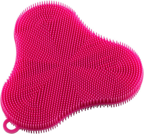 Kuhn Rikon Stay Clean Silicone Scrubber Sponge/Dish Cloth, Clover, Pink, Standard...