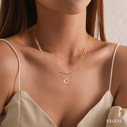 EXGOX Gold Necklace for Women,2PCS Silver Necklace for Women 14K Gold Plated Gold Layered Necklaces Cute Tiny Pendant Heart Butterfly Layering Nec...