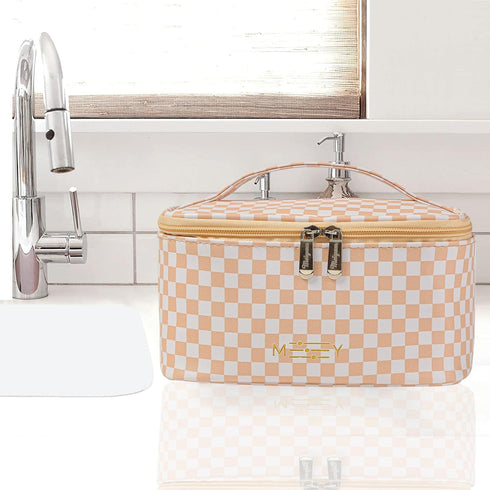 KITENROM Preppy Makeup Bag Travel Cosmetic Bags for Women Girls Multi-color Checkered Plaid Small Pouch Toiletry Bag Organizer Case Waterproof Cut...