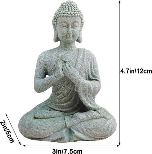 Aquarium Buddha Statue Japanese Buddah Figurine Fish Tank Buda Sculpture Zen Sandstone Ornaments Underwater Landscape Decoration,Gift...
