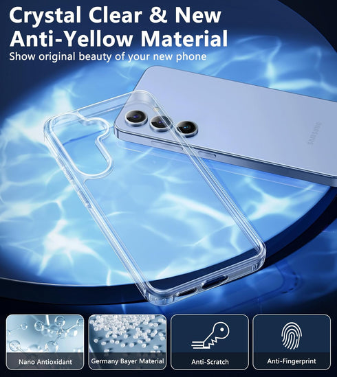 FNTCASE for Samsung Galaxy S24 Case: Anti Yellowing Clear Case | Military Grade Protection Slim Phone Cases | Shockproof Scratch-Resistant Transpa...