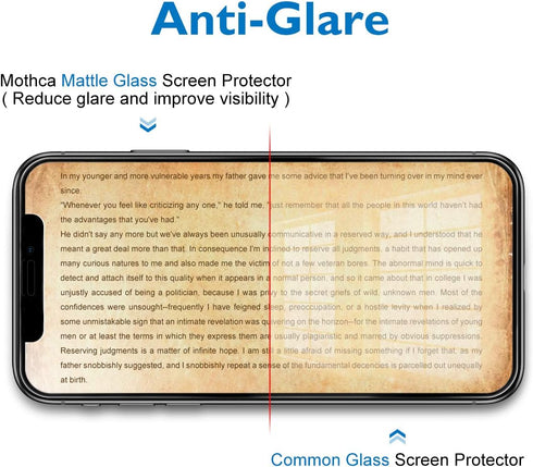 Mothca Matte Glass Screen Protector for iPhone 11 Pro Max/iPhone Xs Max Anti-Glare & Anti-Fingerprint Tempered Glass Clear Film Full Screen Case F...