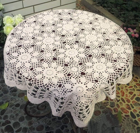 Damanni Beige Cotton Handmade Crochet Lace Tablecloth Doilies Table Overlay,Square,31 Inch by 31 Inch...