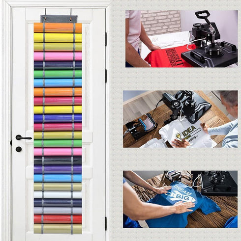 Chemlliy Vinyl Roll Holder 12 Compartments Vinyl Storage Organizer Hanging Vinyl Storage Rack Craft Vinyl Roll Organizer Wall Mount...