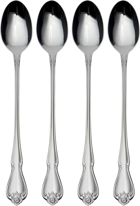 Oneida True Rose Iced Tea Spoons, Set of 4,Silver...