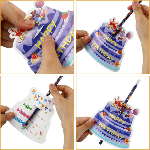 Panelee 72 Pcs Happy Birthday Pencils and Greeting Cards Set Colorful Printed Birthday Pencils Bulk Birthday Certificates Happy Birthday Pencils w...
