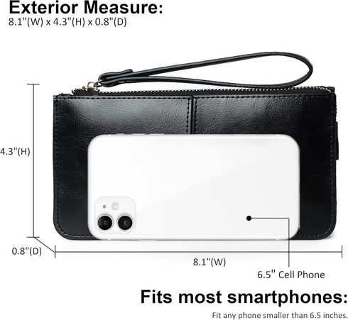 befen Genuine Leather Wristlet Clutch Wallet Purses for Women, Women's Small Multi Pocket Cell Phone Bag with Card Slots...