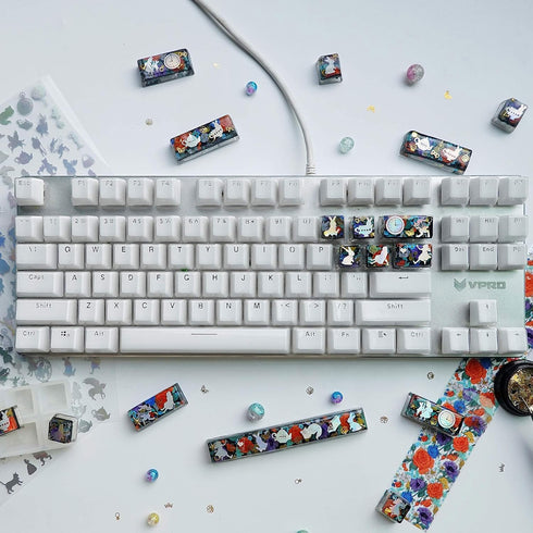 Keycaps Epoxy Resin Casting Molds Set for Mechanical Gaming Keyboard Polymer Clay Crafts 7 Silicone Trays with Key Puller...