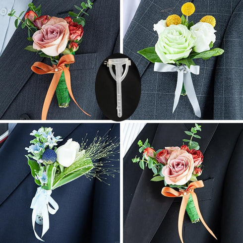 90PCS Corsage Holder Brooch Safety Pins Buttonhole Boutonniere Clips Brooch Pins Corsage Making Supplies for Bride Bridegroom DIY...