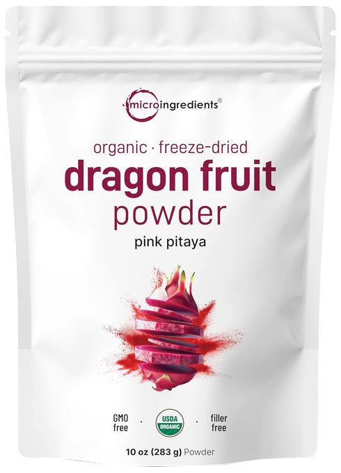 Organic Dragon Fruit Powder, 10oz | 100% Natural Fruit Powder | Freeze-Dried Pink Pitaya Source | No Sugar & Additives | Great Flavor for Drinks, ...