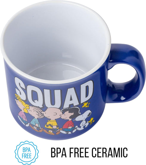 Silver Buffalo Peanuts Squad Featuring Sally, Linus, Charlie Brown, Lucy, Snoopy, and Woodstock Ceramic Camper Mug, 20 Ounces...