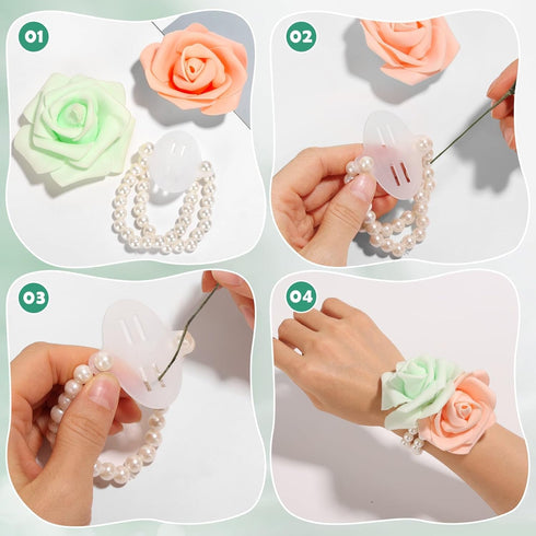 PAXCOO Floral Tape and Floral Wire Arrangement Tool Kit with Green Floral Tape, Floral Wire, Boutonniere Flower pin, Wire Cutter, White Ribbon and...