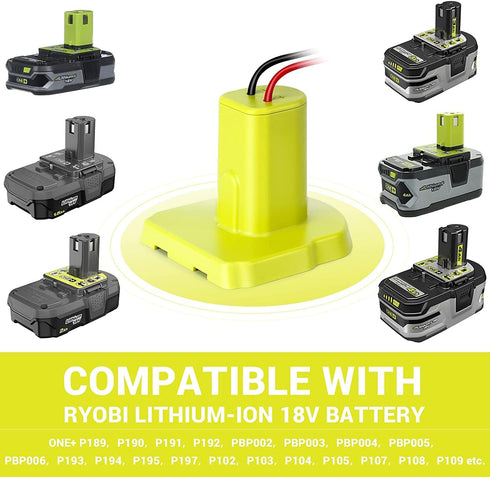Ecarke for Power Wheels Adaptor for Ryobi 18V One+ P108 P107 P102 Battery Dock Power Connector RC Toy & Car,e-Bike 12 Gauge Robotics ?with Wire Te...