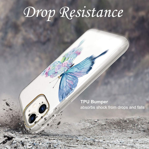 JAHOLAN Compatible with iPhone 11 Case Purple Glitter Sparkle Butterfly Design Clear Shockproof TPU Hard PC Back Cover Slim Protective Phone Case ...