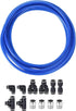 uxcell Pneumatic 6mm OD PU Air Hose Tubing Kit 5 Meters Blue with 12 Pcs Black Push to Connect Fittings...