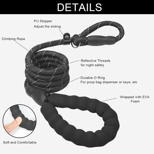 Slip Lead 6 FT for Medium and Large Dogs,Puppy Dog Training Leash Heavy Duty,No Pull Reflective Nylon Dog Leash,Rope Training Leash for Dogs That ...